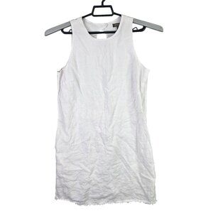 Womens Tommy Bahama White Sleeveless 100% Linen Shift Dress Keyhole Back Size M